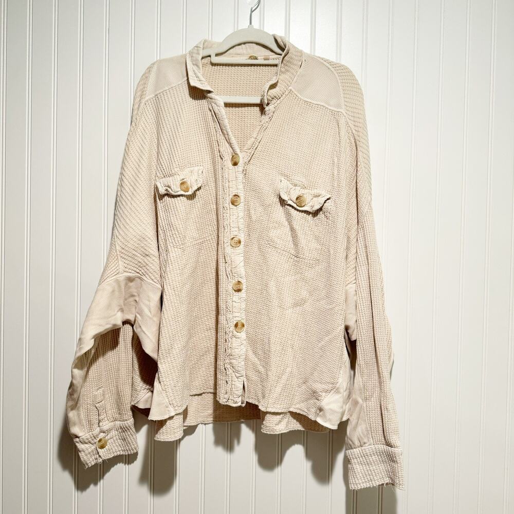 Free People One Scout Thermal Shacket Cream Size Large - Picture 2 of 7
